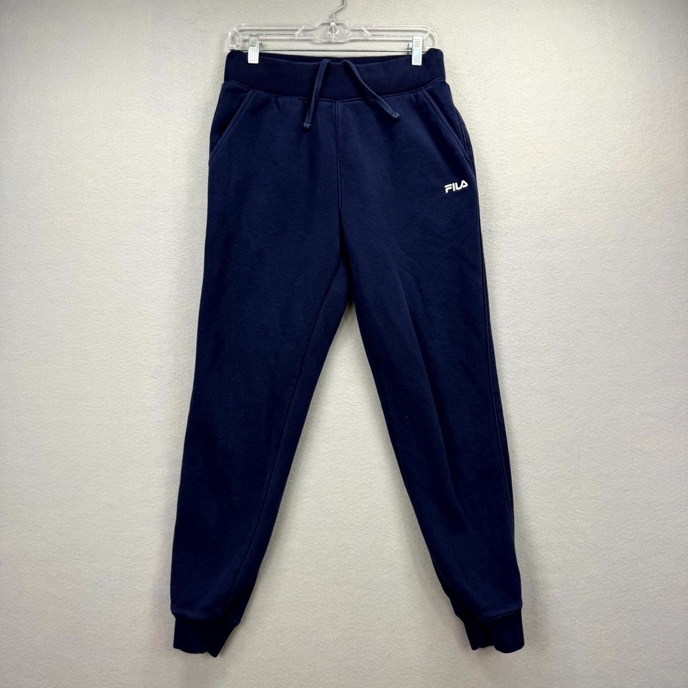FILA Fleece Jogger Pants Womens S Fits 29x29* Blue Cotton Tapered Leg Sweatpants